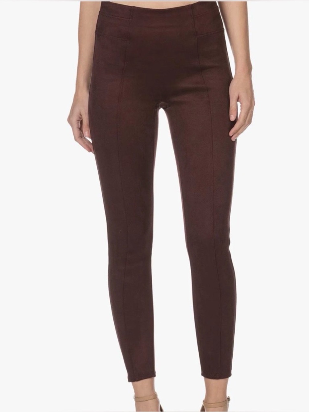 SPANX High Waisted Faux Suede Leggings, dark brown, size S, small, EUC